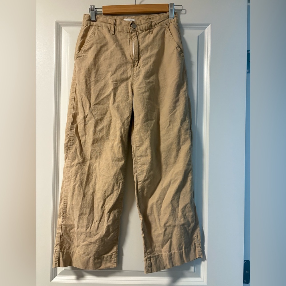 Oak and Fort Women’s Tan Casual linen and cotton blend pants in size small